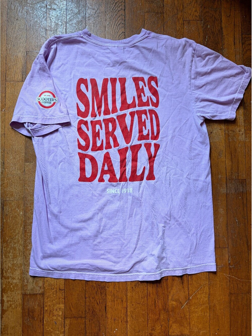 Comfort Colors Scooters Coffee Purple T-Shirt Women's Large